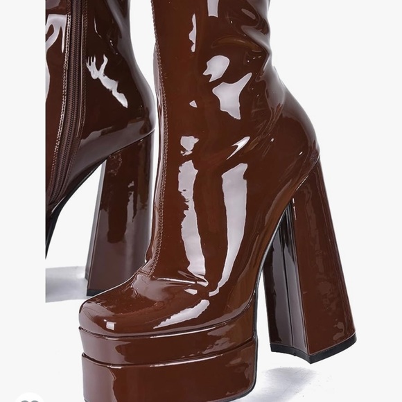 Cape Robbin Brown Platform Knee Boots - Picture 3 of 11